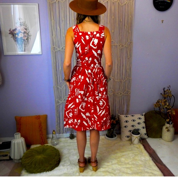 1960’s Lanz Patterned Dress; Vintage Fit and flare Floral MIDI Dress w pockets S - Picture 13 of 13